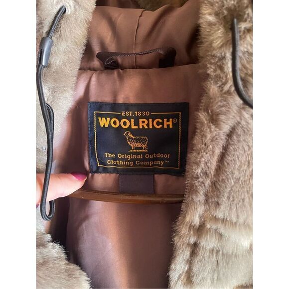 Vintage Woolrich Plush Gray Hooded Tumblewood Leaves Faux Fur Jacket Coat Sz M - Picture 4 of 10